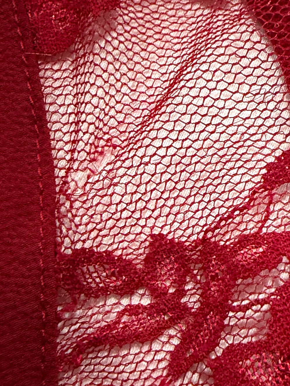 Papaya Red Lace Yoke Sleeveless Blouse - Picture 3 of 3